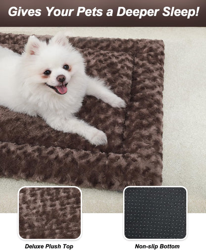 Washable Dog Bed Mat Ultra Soft Dog Crate Pad Comfy Fluffy Pet Kennel Beds Sleeping Mattress for Large Jumbo Medium Small Dogs, 36 x 23 Inch, Gray
