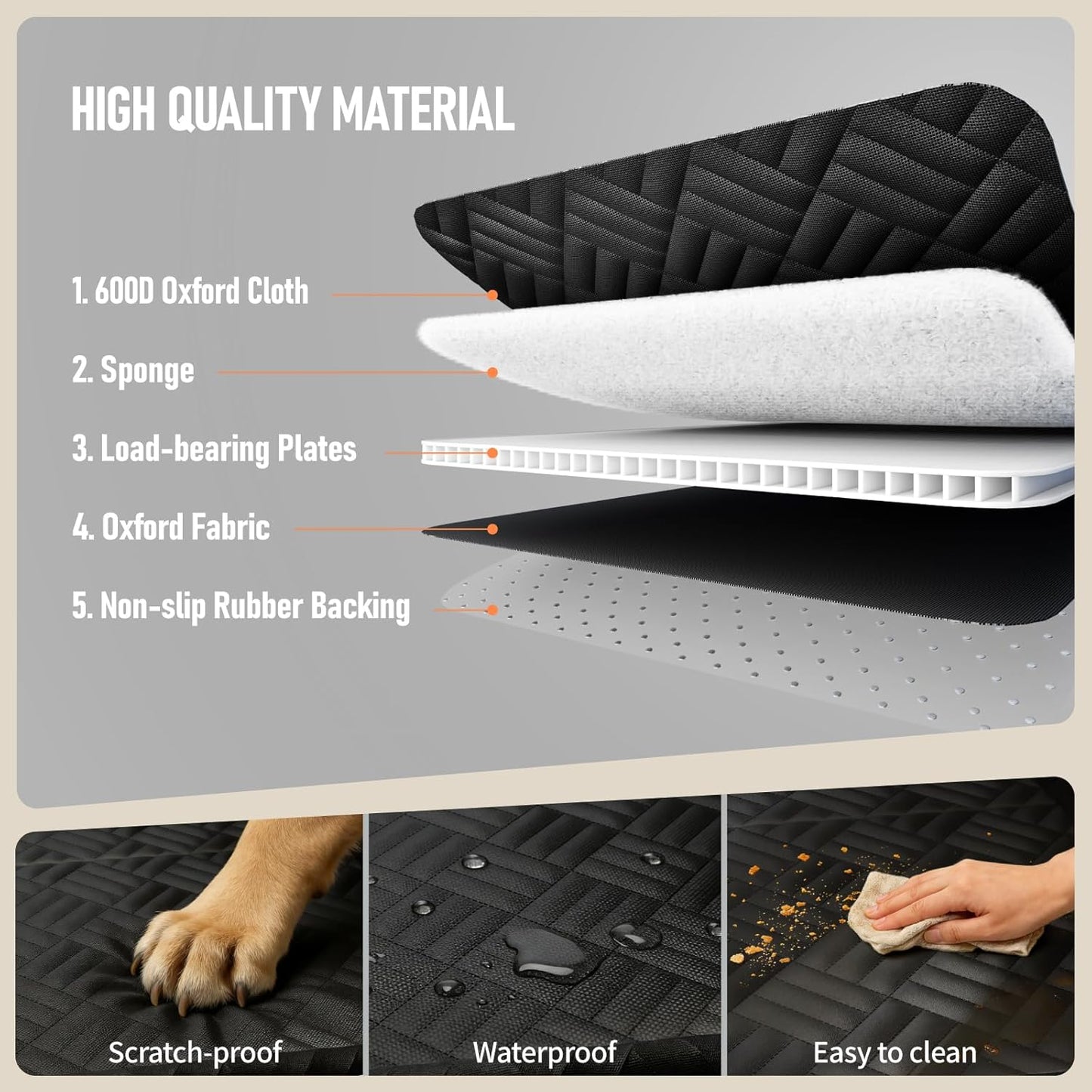 PROZAR Dog Car Seat Cover for Back Seat, Hard Bottom Back Seat Extender for Dog, Back Seat Pet Cover for Dogs - Supports 400lbs, Waterproof Heavy Duty Scratch Dog Hammock for Car SUV and Small Truck