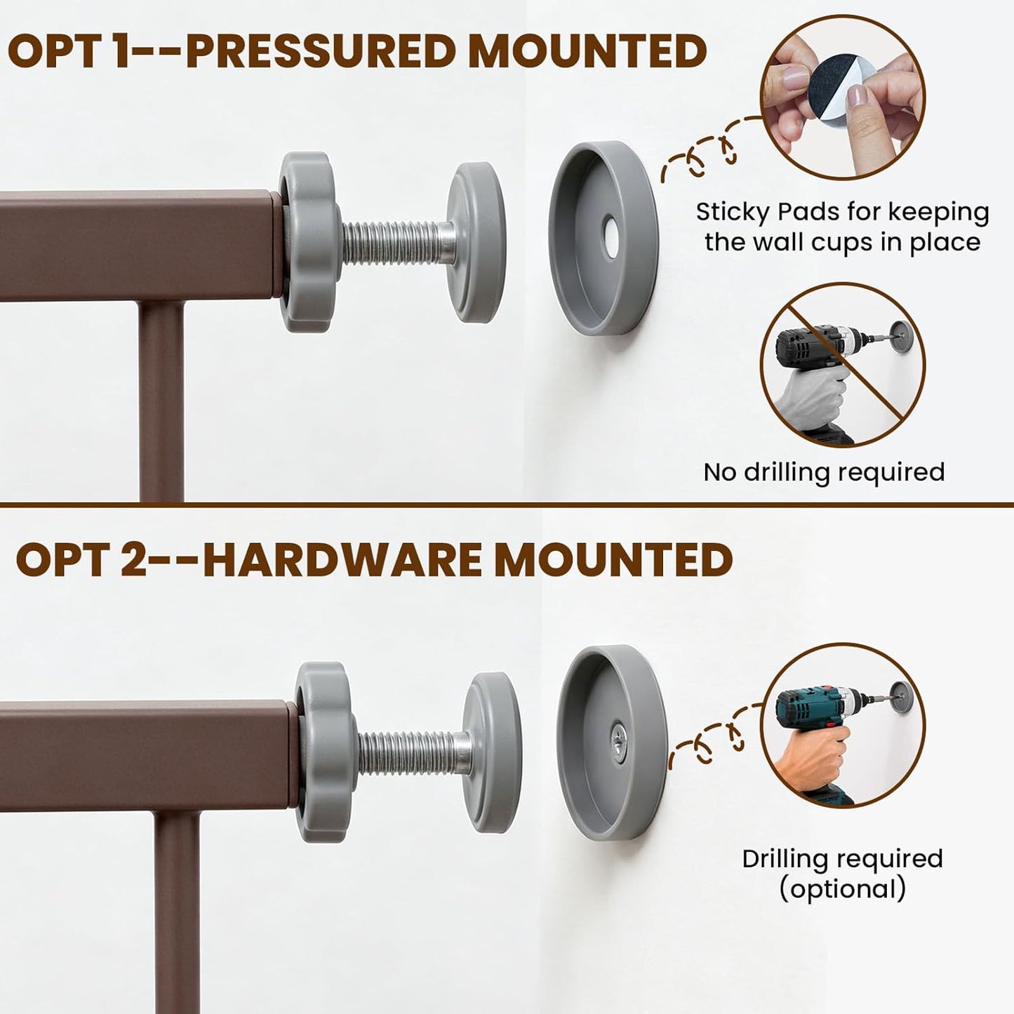Baby Gate for Stairs, 29.7-40.6" Auto Close Dog Gate Indoor for Doorways, Dual-Lock Design, Adjustable Pet Gate No Drilling with Walk Thru Door for Hallways, Stroller Friendly, Black