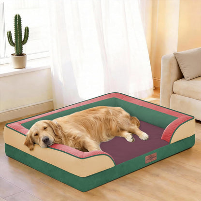 Comfort Expression Orthopedic Dog Bed for Extra Large Dogs 42x30 Inch, Waterproof Egg Crate Foam XL Pet Bed with Removable Bolsters, Dog Couch with Washable Cover & Non-Slip Bottom, Grey - Colors B