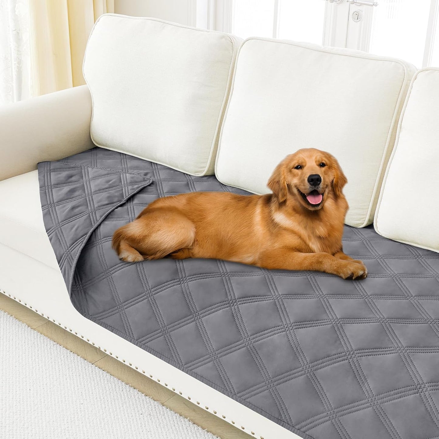 Smiry Waterproof Dog Bed Cover Blanket 30x70, Soft Reversible Pet Blanket, Washable Leakproof Cats Dogs Couch Cover for Sofa, Couch, Furniture, Grey/Dark Grey