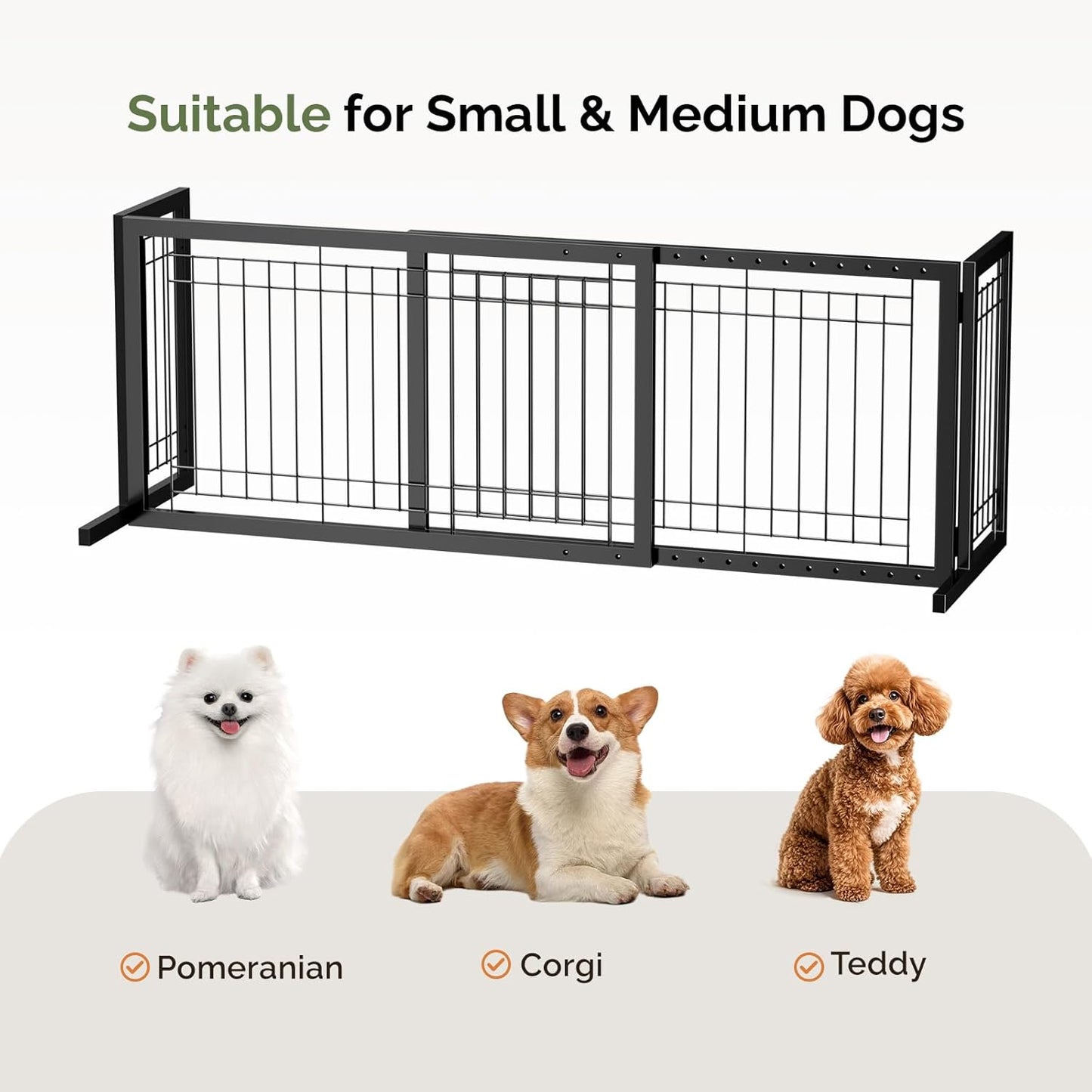Outvita Freestanding Dog Gate, 24" H Foldable Wooden Pet Barrier Fence,3-Panel Pet Fence with Support Feet for Stairs，Hallways,Doorways, Walnut