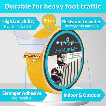 LifeGrip Anti Slip Transparent Anti Slip Tape, 4 inch by 30 feet, Non-Slip Traction Grip Tape to Tubs, Boats, Stairs, Clear, Soft, Comfortable for Bare feet (4" X 30')