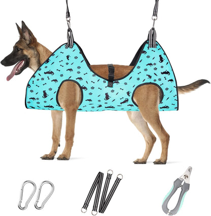 ATESON Pet Grooming Hammock with Nail Clippers/Nail Trimmers/Grooming Scissors, Dog Grooming Harness for Nail Trimming, Pet Grooming Sling Helper