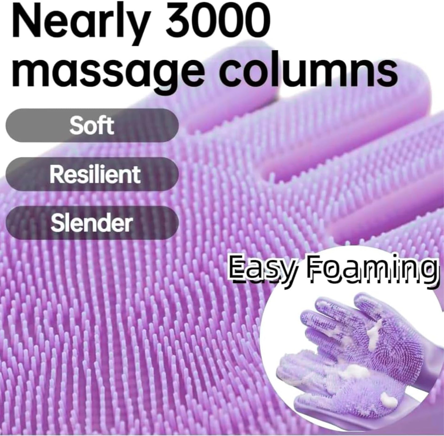 Dog Washing Gloves, Pet Grooming Gloves with Soft Brushes, Bathing and Massaging for Dogs and Cats, Silicone Heat Resistant Cleaning Gloves with High-Density Teeth (Gray)