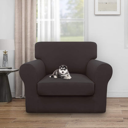 Easy-Going 100% Dual Waterproof 4 Pieces Stretch Soft Couch Cover for Dogs, Sofa Slipcover for 3 Separate Cushion Couch Leakproof Furniture Protector for Kids, Pets Dark Gray