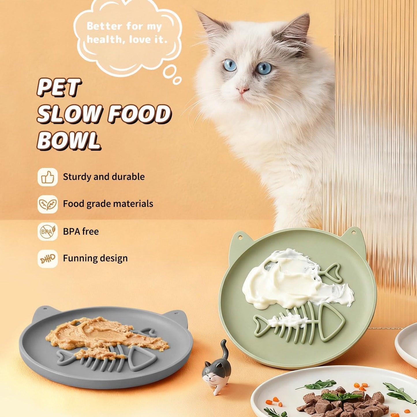Slow Feeder Dog Bowl for Small Medium Dogs & Cats, 7.5 Inch Non Slip Slow Bowl with 37 Suction Cups, Anti-Choking Food Grade Silicone Slow Eating Bowl