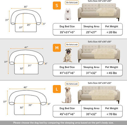 Calming Dog Bed Fluffy Plush Dog Mat for Furniture Protector with Removable Washable Cover for Large Medium Small Dogs and Cats (Large, Light Grey)