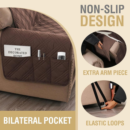 H.VERSAILTEX 100% Waterproof Slipcovers for Couches and Sofas Modern Pet Couch Cover Thick Soft Furniture Protector with Elastic Straps(Sofa, Lily Pad/Beige)