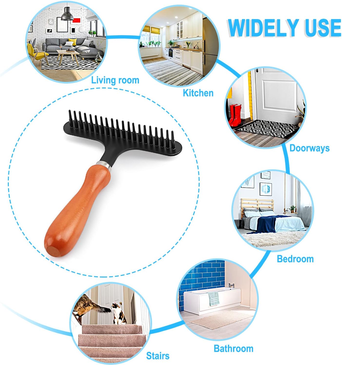 Carpet Rake for Restoration - Shag Rug Groomer and Hair Cleaner Suitable for Carpets (4.3 Inch Width, 1 Piece)