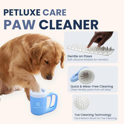 Dog Paw Washer Kit - Includes Paw Cleaner Cup, Towel, Pet Bath Brush & Moisturizing Balm - Dog Foot Washer for Muddy Paws, ideal for Small & Medium Dogs (Blue, Small)