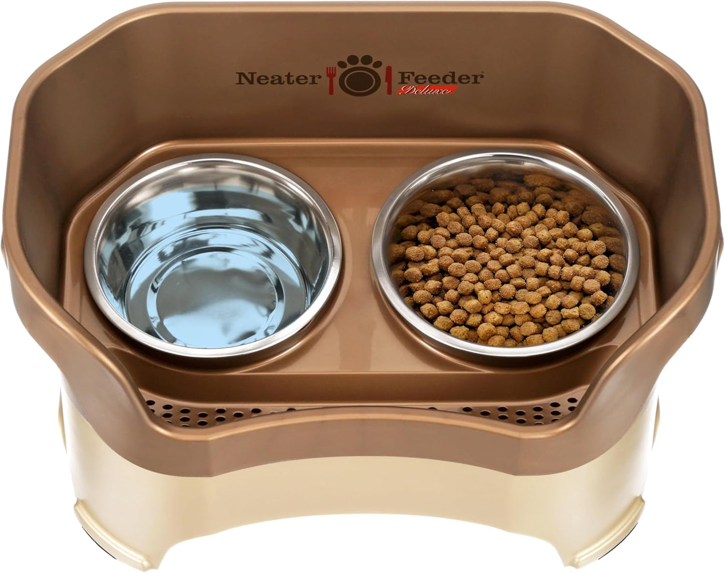 Neater Pet Brands Neater Feeder Deluxe Mess Proof Dog Bowls Elevated for Large Dogs Over 40 lbs, Made in USA, No Spill Raised Dog Food Bowl Stand Feeding Station, Food and Water Bowl Set, Black
