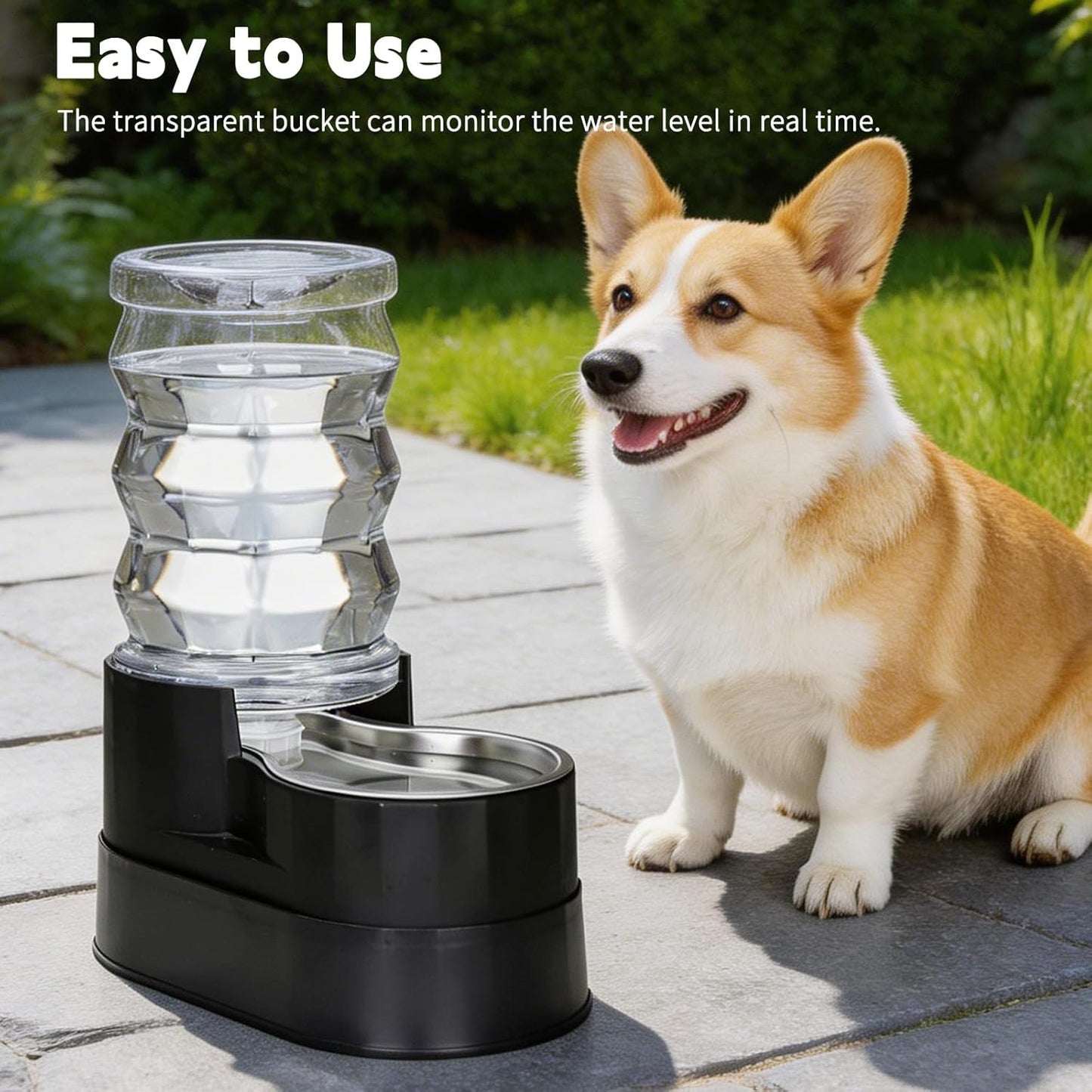 RIZZARI 8L Elevated Pet Water Dispenser – Stainless Steel Gravity Waterer with Auto-Refill Design for Medium and Large Dogs & Senior Pets -Comfortable Drinking Height for Living Rooms,Multi-Pet Homes
