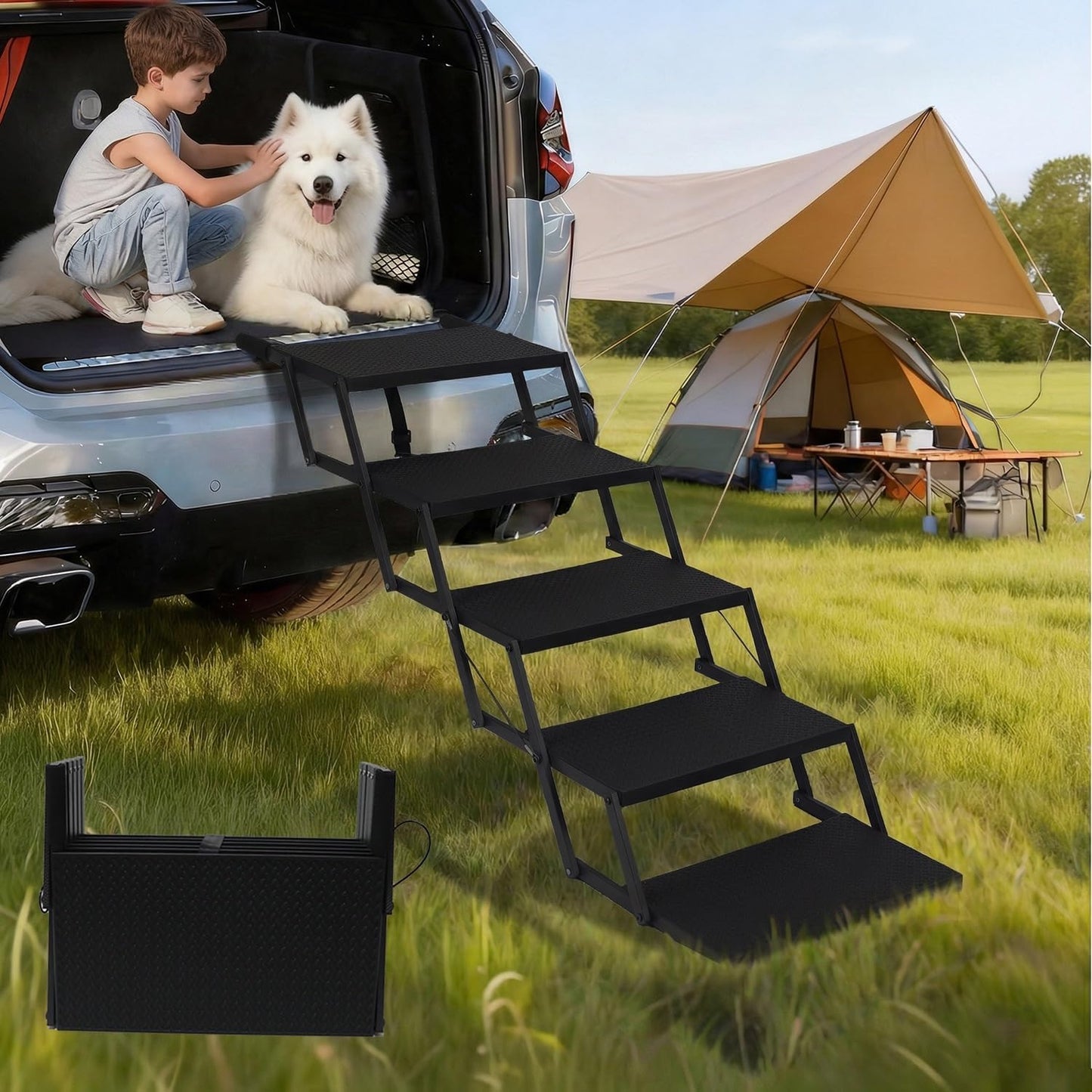 Dog Ramp for Car 71" X 17.6" Extra Long Folding Aluminum Pet Ramp for Large Dogs up to 250 LBS, Portable Waterproof Dog Ramps for SUV Truck Cars