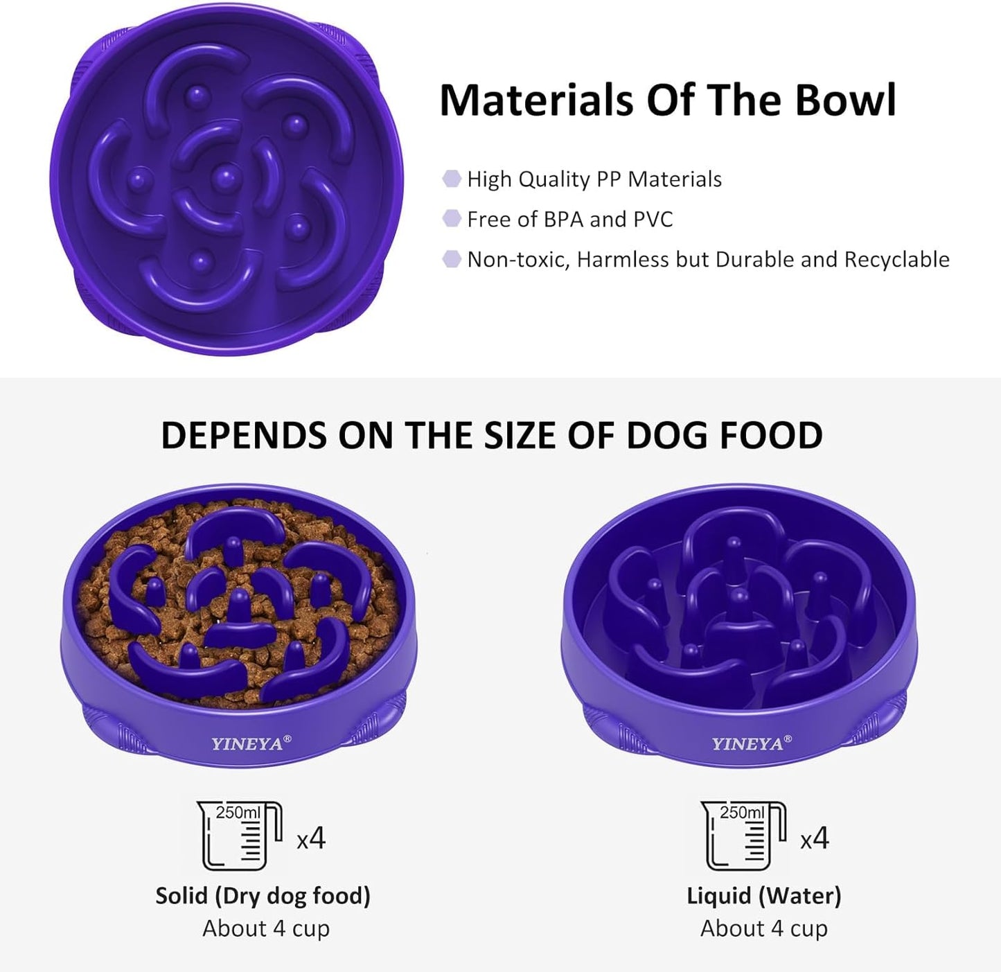 YINEYA Slow Feeder Dog Bowls, Pet Supplies that Slow Down Eating, Pet Food Bowls, Maze Dog Puzzle Feeder for Medium Breed