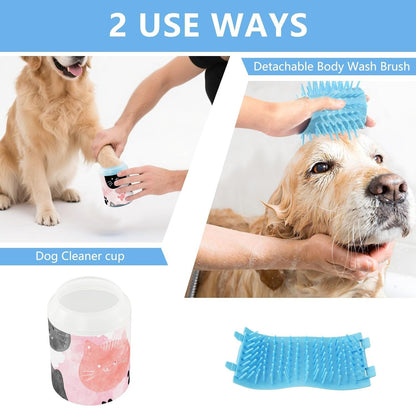 Dog Paw Cleaner Cups for Dogs Pet Foot Washer Paw Scrubber for Medium Small Dogs Cats Cleaning Cup Cute Yellow Fiesta Guitars Cacti and Ethnic Birds