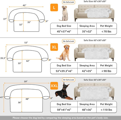 Calming Dog Bed Fluffy Plush Dog Mat for Furniture Protector with Removable Washable Cover for Large Medium Small Dogs and Cats (Large, Light Grey)
