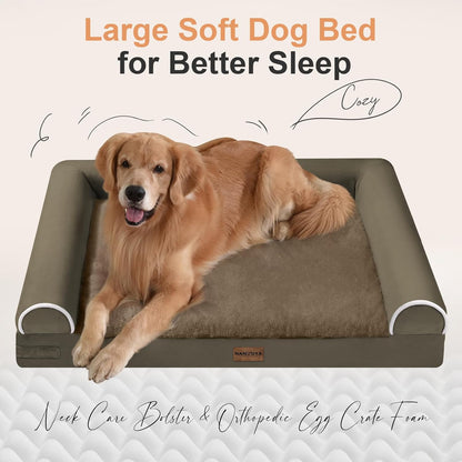Large Dog Bed Orthopedic Washable: Beds Bolster XL Bed Large Big Dogs Memory Foam Couch Sofa Waterproof with Removable Cover