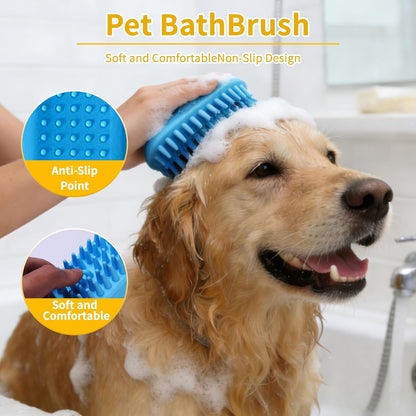 3PCS Dog Bath Supplies,Dog Bath Brush | Dog Washing Gloves | Dog Towel 40'' X 23.6'',Super Absorbent and Soft Pet Grooming Towel, Perfect Shower & Grooming Supplies for Dogs (A-3 Kits)