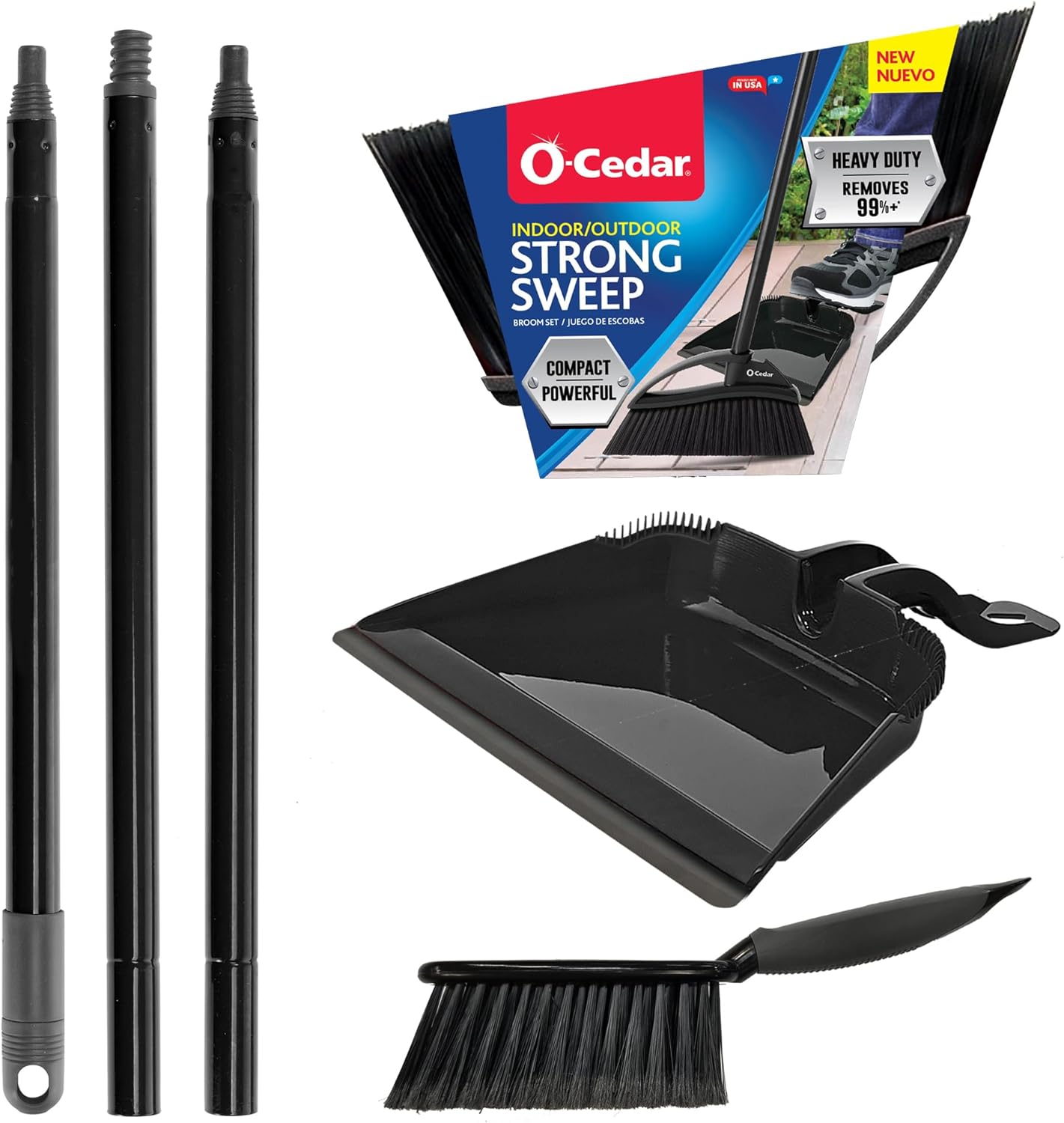 O-Cedar Pet Pro Broom with Step-On Dustpan | Remove 99% with One Sweep | Removes 3 Times More Pet Hair | Quiet Cleaning Tool for Cat and Dog Owners