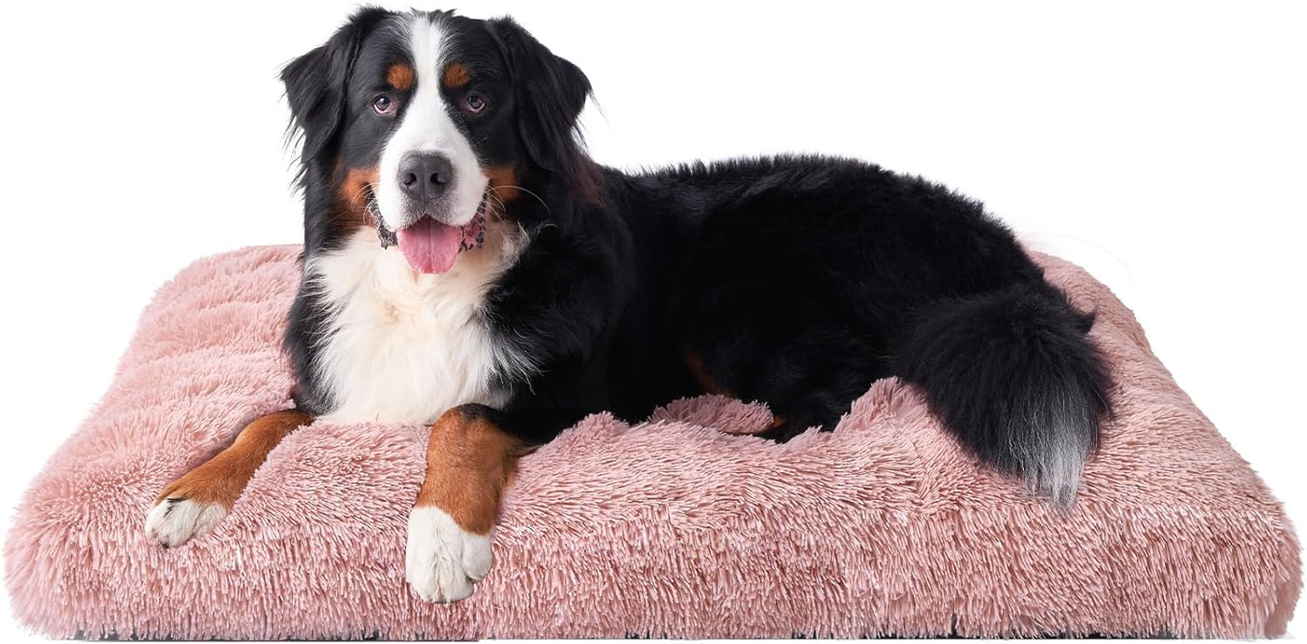 EHEYCIGA Fluffy Dog Crate Bed for Medium Dogs, Plush Faux Fur Crate Pad, Calming Anti Anxiety Medium Dog Bed, Washable Soft Warm Crate Mat with Non-Slip Bottom