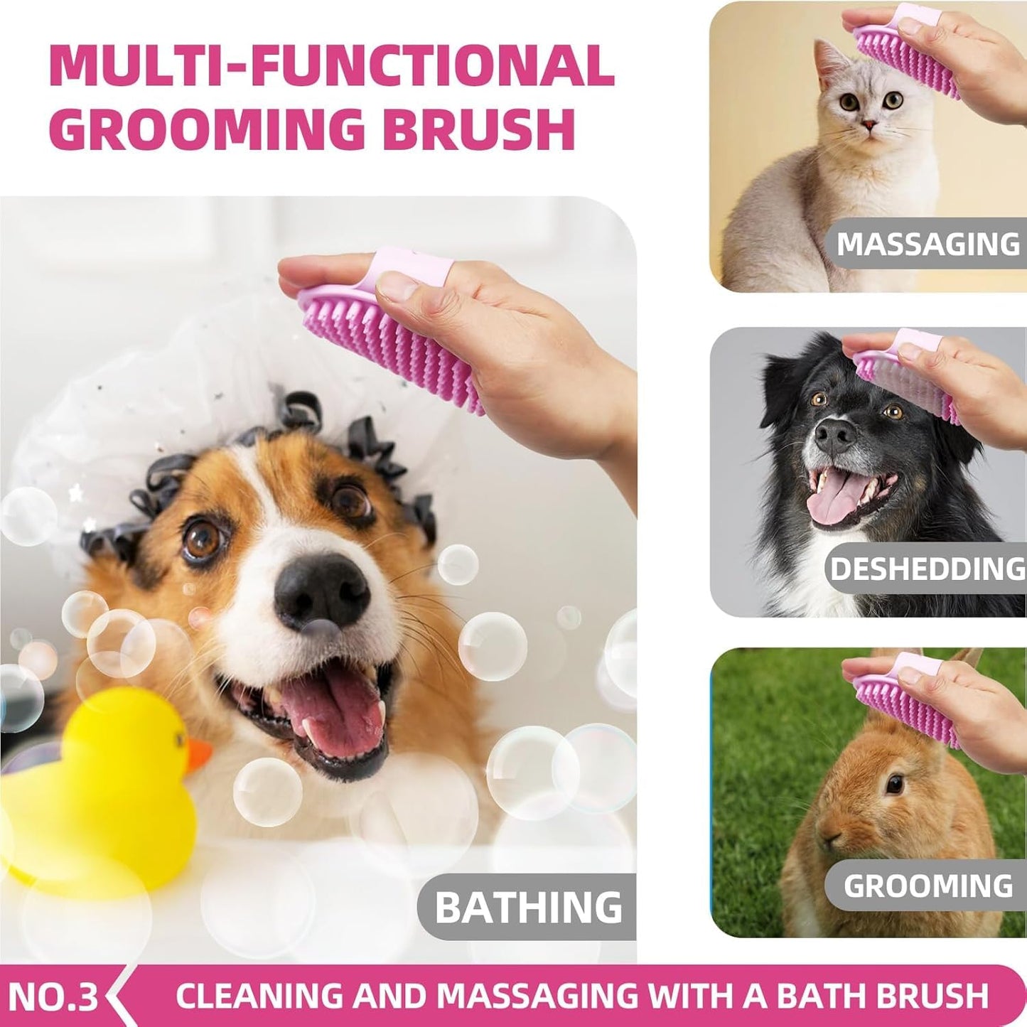 Dog Brush for Shedding,6 PCS in One Pet Slicker Hair Brush Kit Organizer Bag - Dog Cat Grooming Deshedding Undercoat Rake Brush Comb for All Small Large Dogs Cats Grey