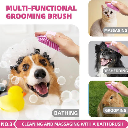 Dog Brush for Shedding,6 PCS in One Pet Slicker Hair Brush Kit Organizer Bag - Dog Cat Grooming Deshedding Undercoat Rake Brush Comb for All Small Large Dogs Cats Grey