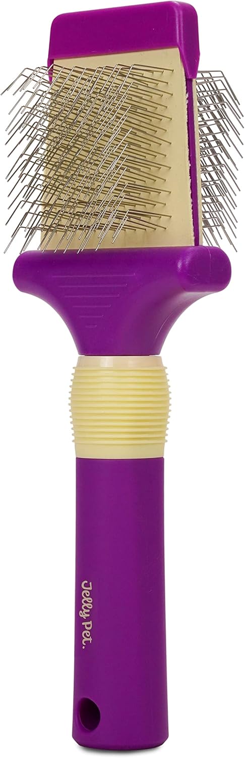 Jelly Pet Double Sided Slicker Brush, Longer Pins, Flexible Head, Fine/Coarse Sides, Removes Unwanted Tangles, Made in USA, Medium, Pink