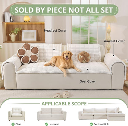 OstepDecor Couch Cover for Dogs, Washable Non Slip Sofa Cover for Pets, Soft Couch Covers for Sofa, Loveseat and Sectional, Furniture Protector Against Pet Hair & Scratches (27.6" x 27.6", Khaki)
