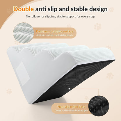 Dog Stairs for High Beds Up to 30" H with Tunnel,Extra Height 27.5" 5-Step Pet Steps for Small Dogs and Cats, Non-Slip Sturdy Dog Ramp with Anti-Tip Safety Strap and Removable Cover
