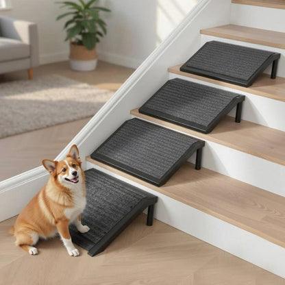Dog Ramp for Stairs – Non-Slip Pet Steps with Locked-in Carpet & Iron Frame, Helps Senior Dogs & Small Breeds Climb Safely (2-Pack)