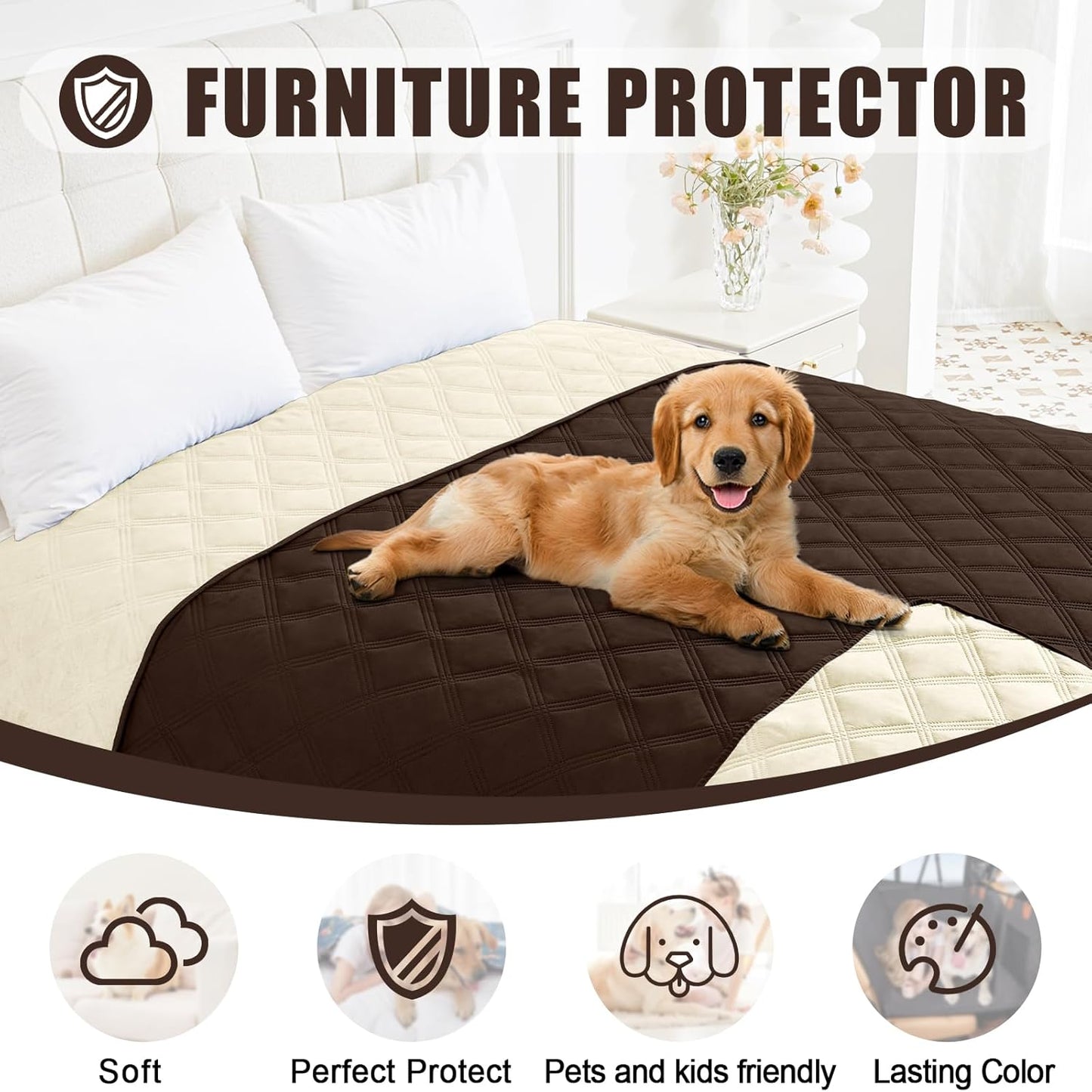 Smiry Waterproof Dog Bed Cover Blanket 30x70, Soft Reversible Pet Blanket, Washable Leakproof Cats Dogs Couch Cover for Sofa, Couch, Furniture, Grey/Dark Grey