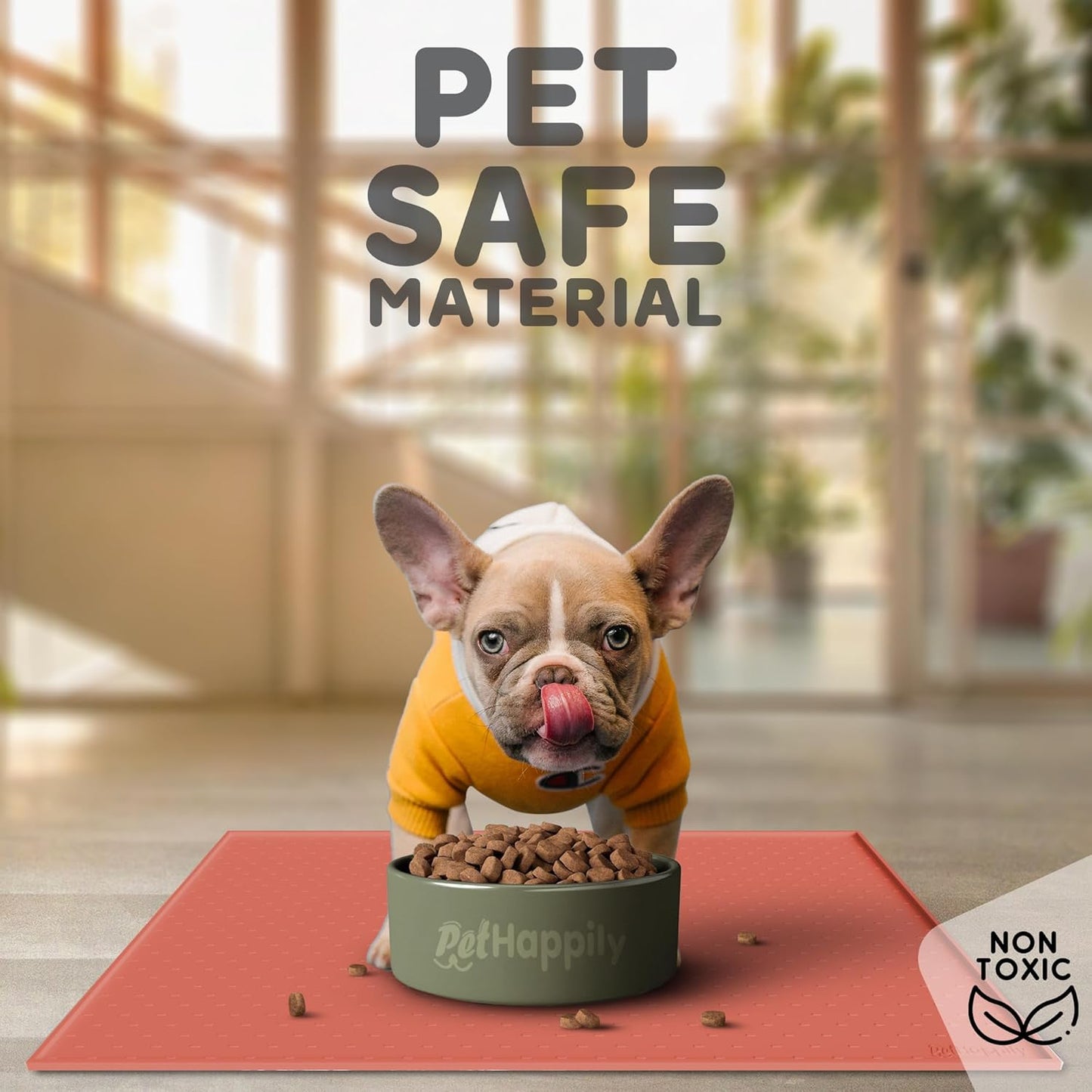 Dog Food Mat - Raised Edges Dogs Mat for Food and Water Prevent Spill, Waterproof Cat Food Mats Protect Floors, Easy Clean Dog Bowl Mats for Food and Water, Silicone Pet Feeding Placemats