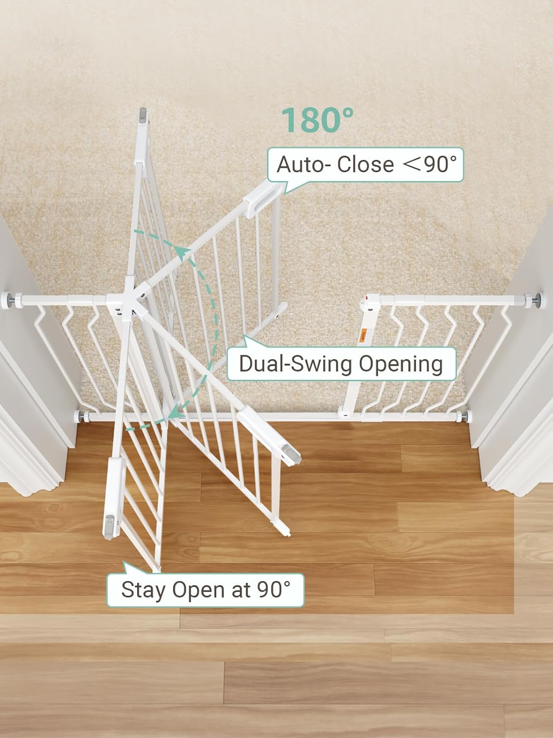 Mom's Choice-GROWNSY Baby Gate for Stairs, 30.5"-43" Pressure Mounted Pet Gate for Doorways-Auto Close Dog Gate for The House-Easy Installation & Walk Thru Wide Safety Gate, Black