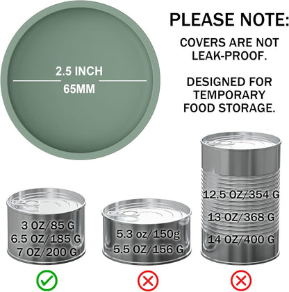 OHMO 2 Pack Cat Food Can Lids, Small Size (3 oz) Silicone Pet Food Can Lids Covers for 3 oz Cat Food Cans, Light Green