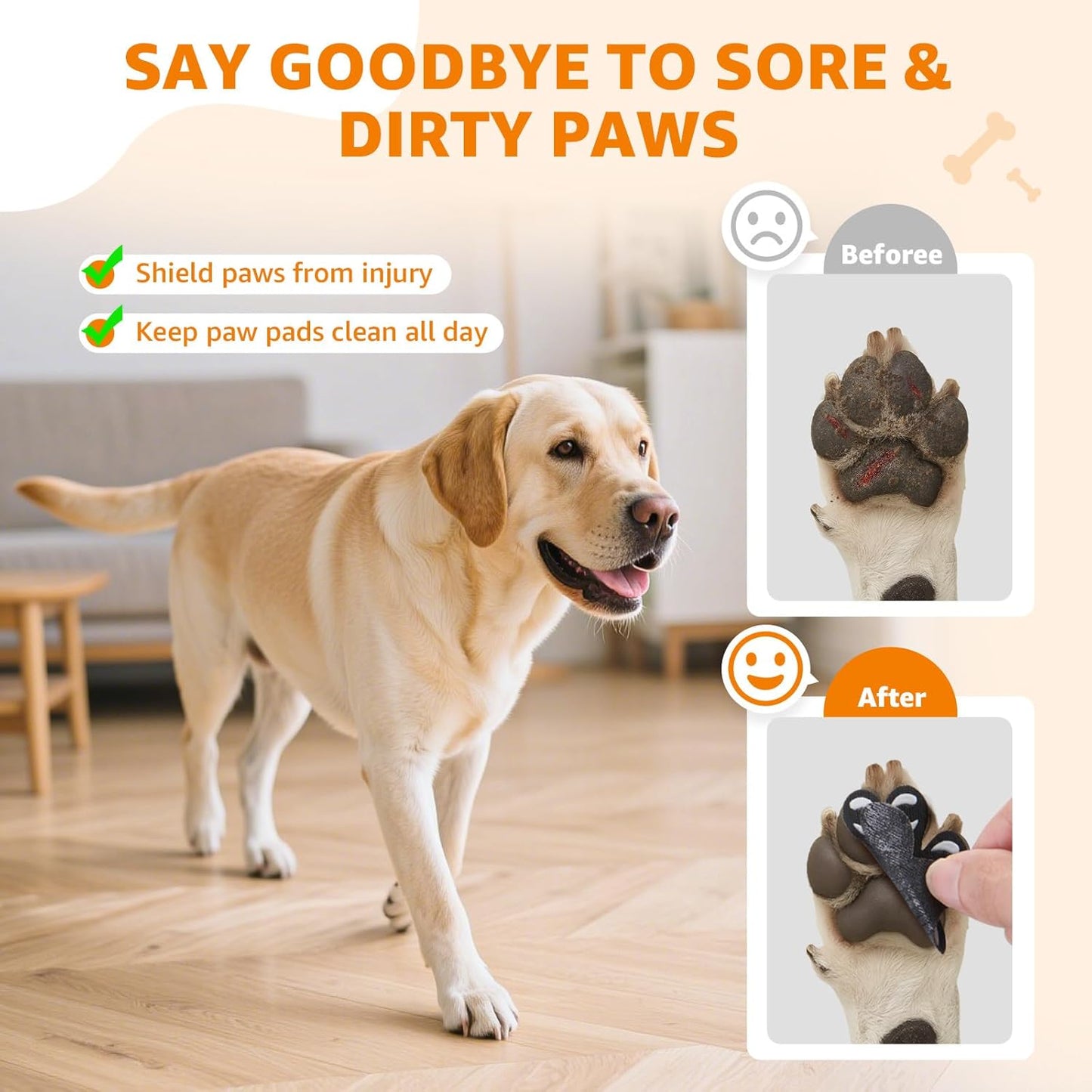 Paw Pads for Dogs Traction - 48Pieces Anti-Slip Sticky Dog Paw Protector Pads for Senior Dogs, Non Slip Adhesive Dog Paw Pads for Slippery Hardwood Floors to Prevent Slipping While Walking Running