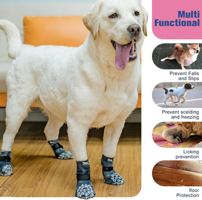 EXPAWLORER Anti Slip Dog Socks to Prevent Licking Paws, Dog Shoes for Hot Pavement, Dog Booties for Small Medium Large Senior Dogs, Traction Control Boots & Paw Protectors for Hardwood Floors
