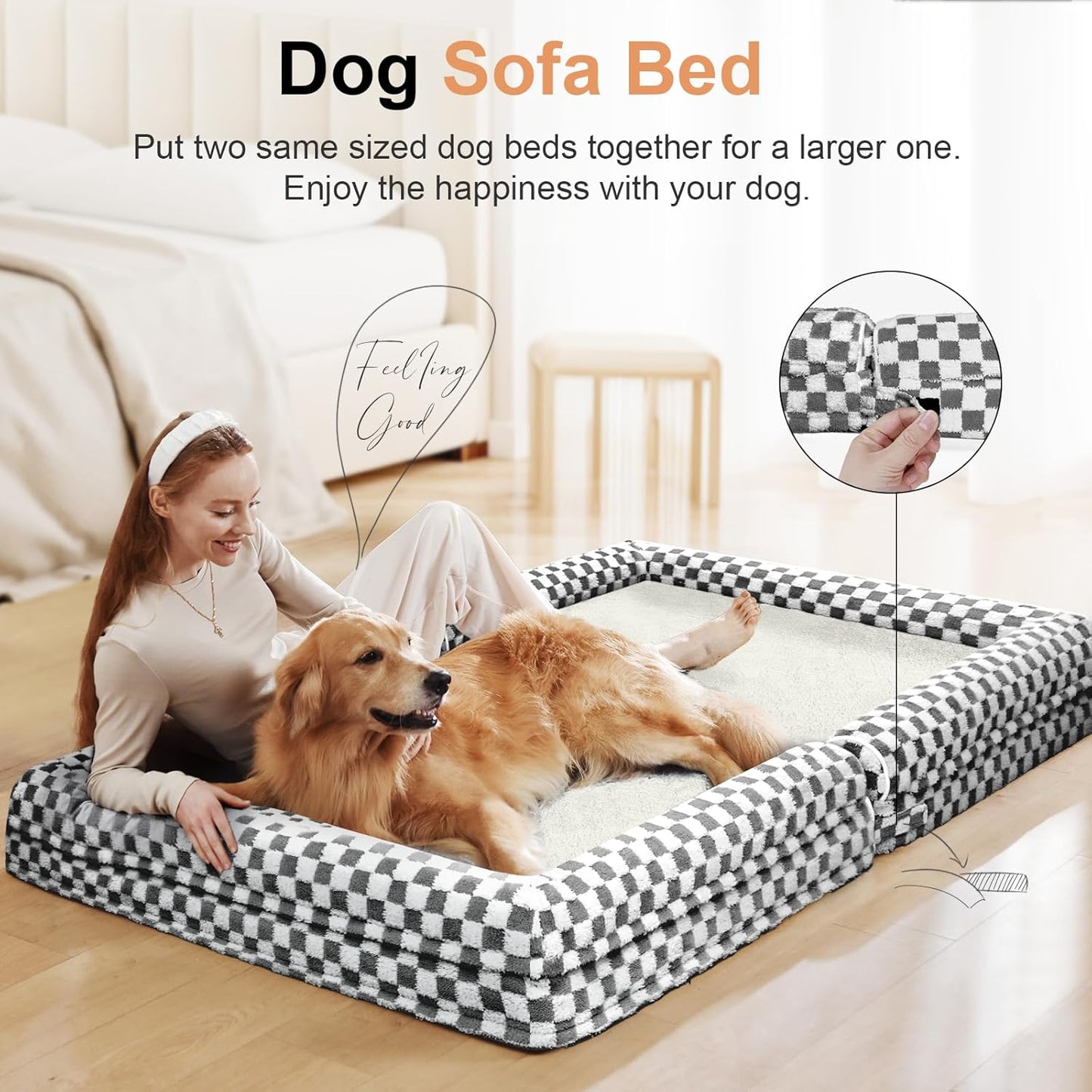 Large Dog Bed Orthopedic Washable: Beds Bolster XL Bed Large Big Dogs Memory Foam Couch Sofa Waterproof with Removable Cover