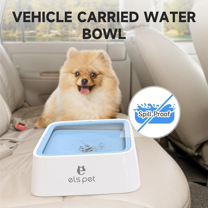 ELS PET Travel Bowl, No Spill, No Drip Slow Water Feeder/Dispenser for Dogs, Cats, 35oz/1L, Splash Proof Travel Bowl for Crate and Car, Keeps Floor & Beard Dry, Dishwasher Safe (Grey)