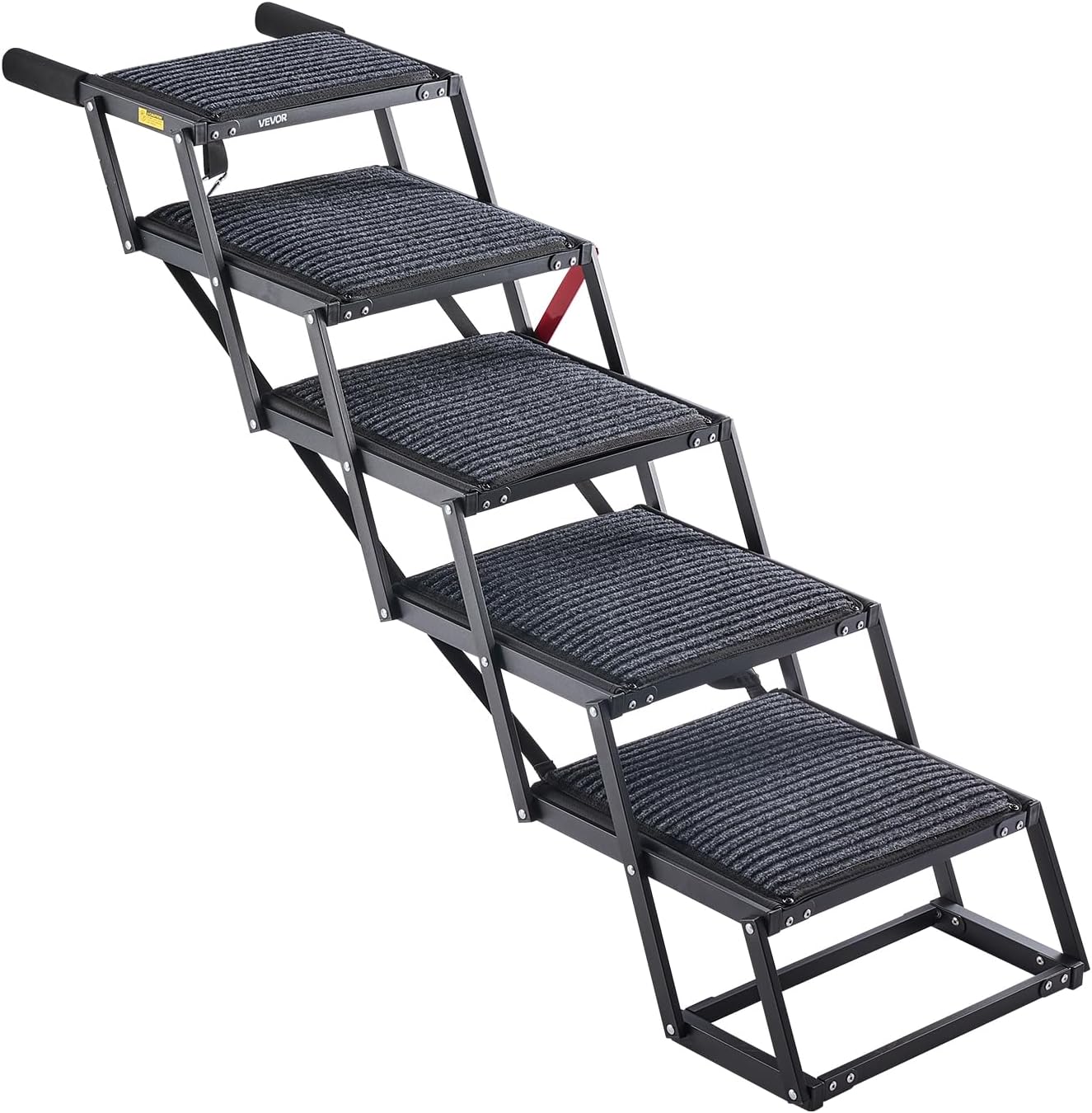 VEVOR Dog Stairs for Car, 4 Steps Extra Wide Foldable Dog Ramp for Large Dogs with Non-Slip Rug Surface, Portable Lightweight Pet Ladder for Car, SUV, Truck, High Beds, Sofas, Support up to 200 lbs