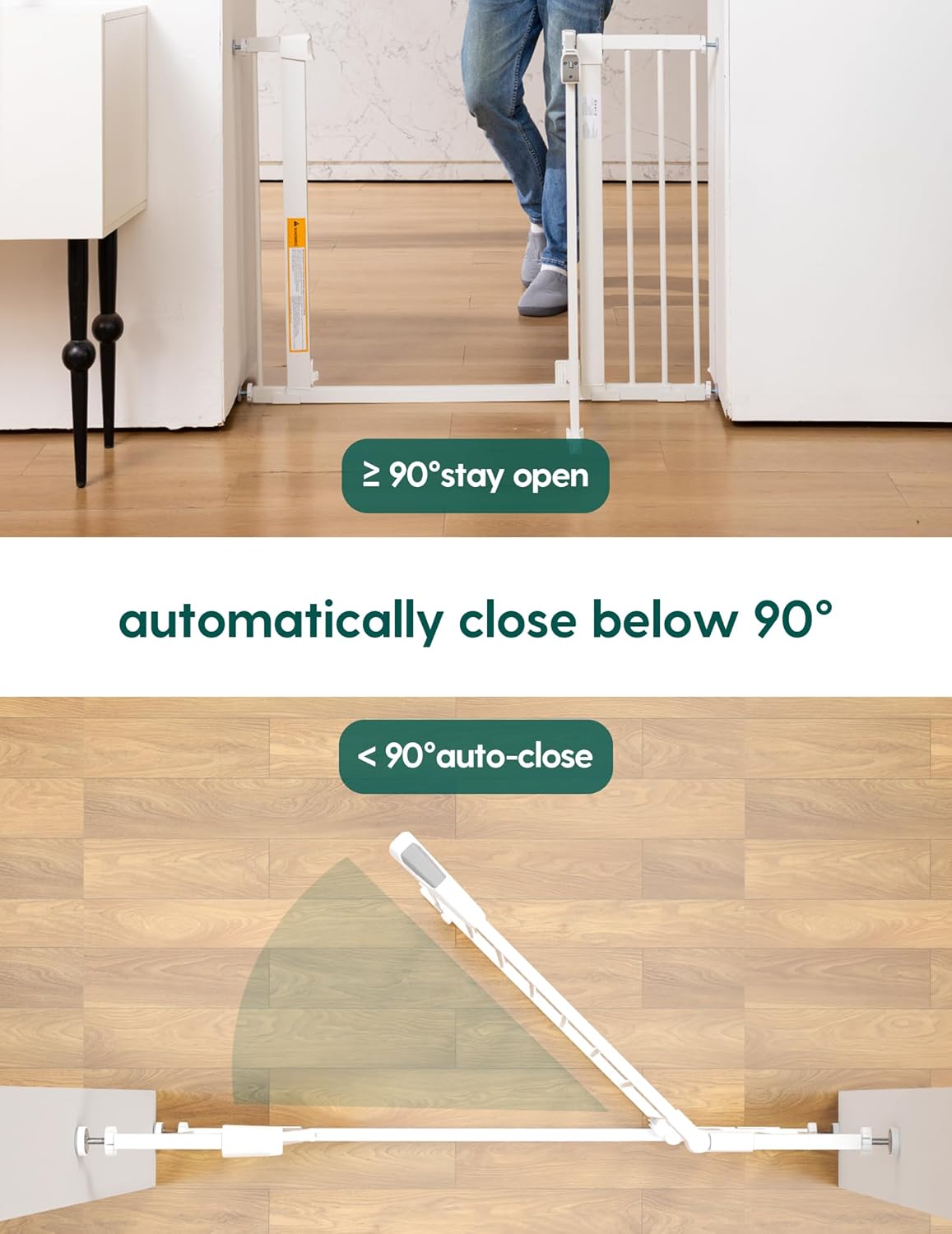 Babelio 36" Tall Auto Close Baby Gate with Small Cat Door, 29-43" Metal Cat Gate for Doorway, Stairs, House. Easy Walk Thru Dog Gate with pet Door, Includes 4 Wall Cups and 3 Extension Pieces, Black