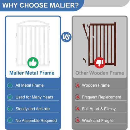 Malier Metal Freestanding Dog Gate, 32'' Height Outdoor Indoor Dog Fences, Extra Wide Foldable Puppy Gate for Stairs (Black, 【2 Panels】 40''W × 32''H)