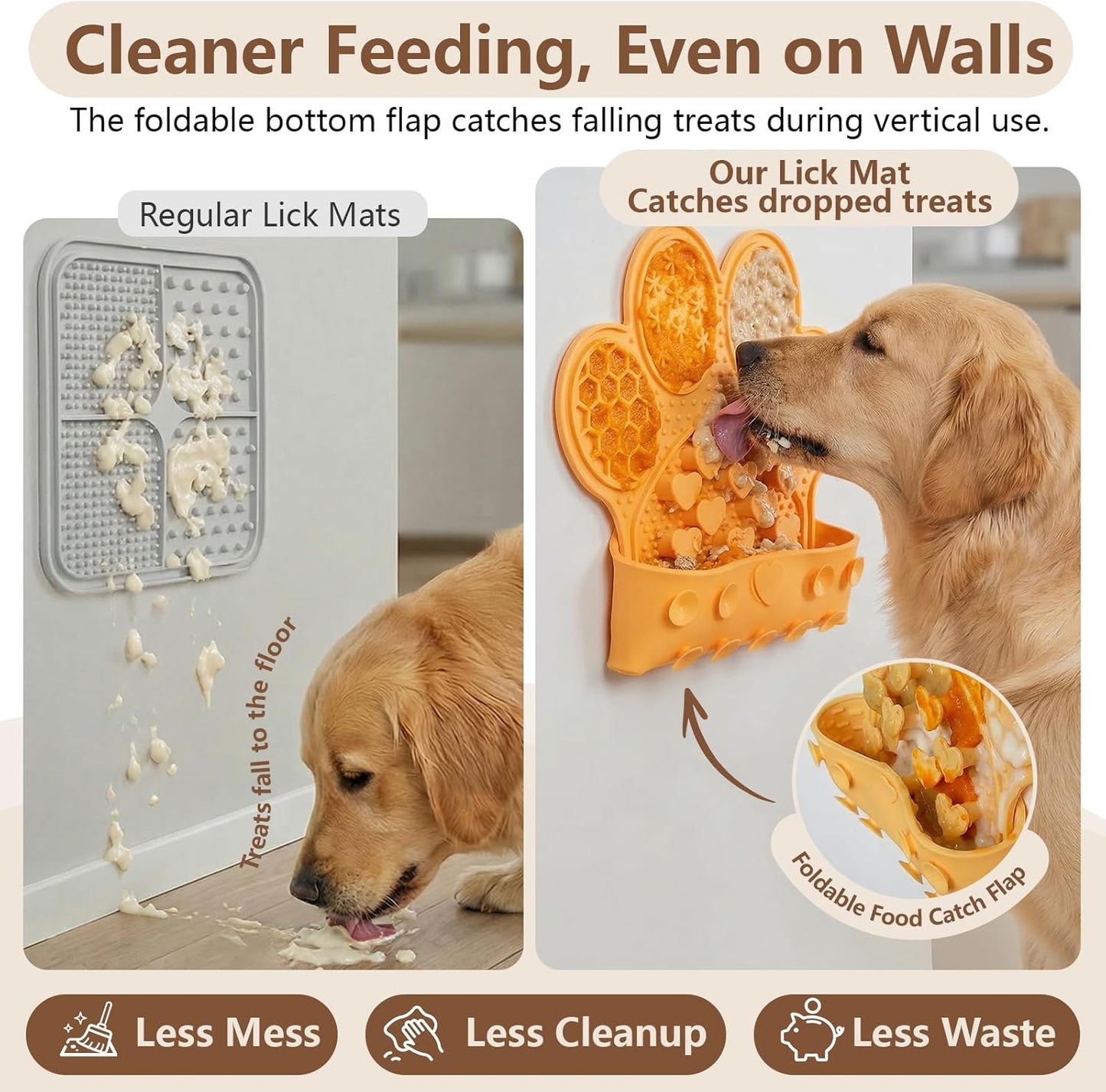 Dog Lick Mat with Suction Cups, Slow Feeder & Enrichment Mat for Dogs & Cats, Silicone Feeding Mat for Wet & Dry Food, Anxiety Relief, Mess-Free Foldable Pocket Design, Pink