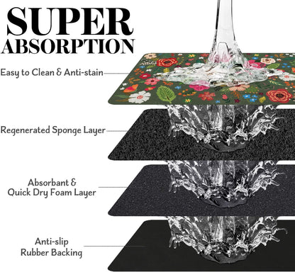 Dog Food Mats for Floors, Absorbent Dog Bowl Mat for Food and Water Dispenser, Quick Dry Cat Food Mat Pet Supplies