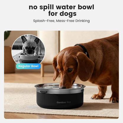 Gardner Pet Slow Water Bowl for Dogs – No Spill, Anti-Splash Floating Plate Design, Slows Drinking to Reduce Mess, Keeps Water Clean & Floors Dry, 3.8L(White)
