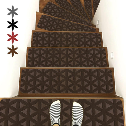 RIOLAND Stair Treads Carpet Non-Slip Indoor Stair Runners for Wooden Steps, Stair Rugs for Kids and Dogs, Set of 15, 8" X 30", Gray
