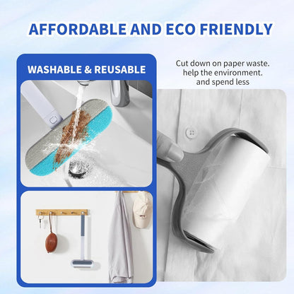 Cat Hair Remover 4-in-1 Multi-Functional Brush Double-Sided, Reusable & Washable Lint Cleaner for Dog and Cat Hair Gentle on Furniture, Sofa, Carpets, Clothing, Pet Beds - 17" Long Handle (2026 New)