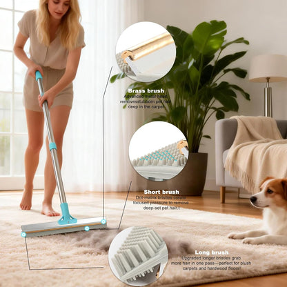 Vivifying Carpet Rake Pet Hair Remover Set, 56” Adjustable Long Handle Plus 2 Handheld Tools, Deep Cleans Pet Hair from Carpets, Rugs, Mats & Upholstery