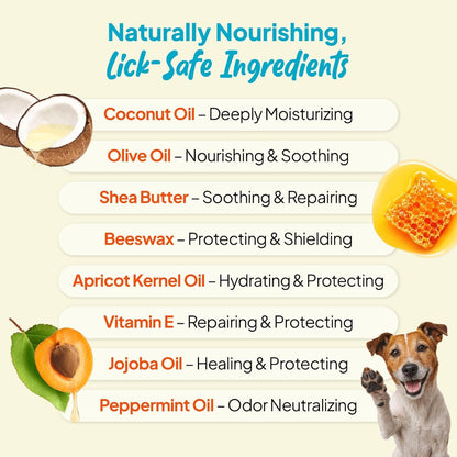 3-in-1 Paw Balm for Dogs - Protects & Improves Natural Dog Foot Pad Traction, Lick-Safe Moisturizer & Soother, Fast-Absorbing Paw Wax w/Non-Greasy Formula & Natural Ingredients - 1.69oz