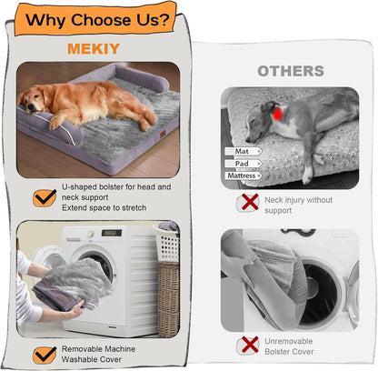 Large Dog Bed Orthopedic Washable - Beds Bolster - Medium XL XLarge Big Dogs - Memory Foam Couch Sofa - Waterproof with Removable Cover